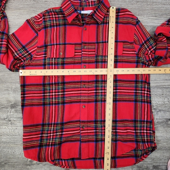 Old Navy Flannel Shirt Red Plaid Size XL Reg Fit Double Brushed - Picture 11 of 12